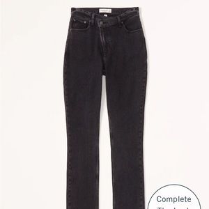 Abercrombie Curve Love High Rise Dad Jean Black